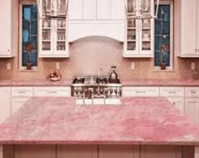 Square Rose Quartz Table Top | Pink Crystal | Kitchen Counter Top |