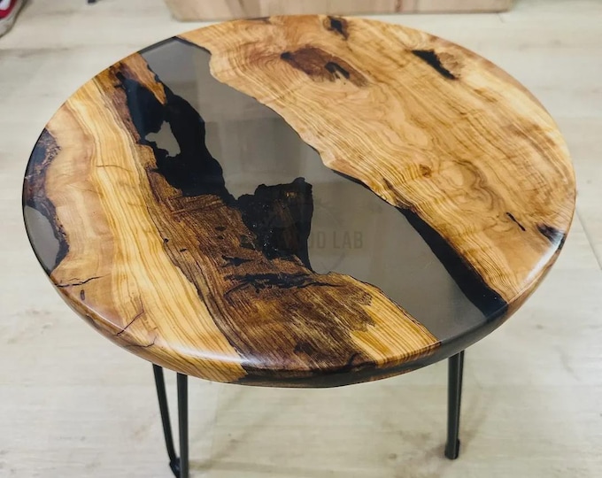 Black Epoxy Acacia Wood Round Table Top | Coffee & Dinng Table