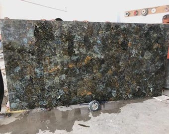 Rectangular Labradorite Gemstone Table Top | Blue Crystal | Dining Coffee Table | (Customisable)