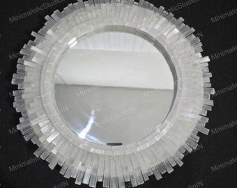 Handmade Selenite Crystal Sunburst Mirror | Feng Shui Decor