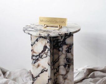 Round Calacatta Coffee Table X Shape Leg | Luxury Marble Side Table | (Customisable)