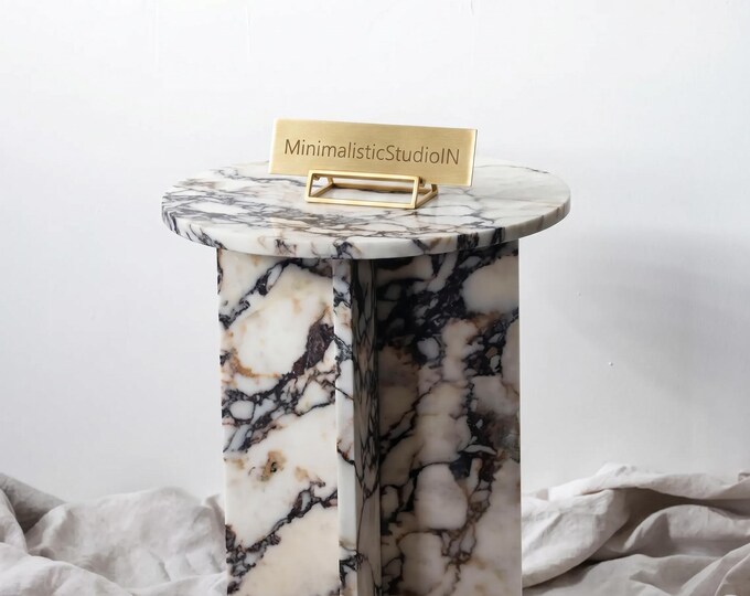 Round Calacatta Coffee Table X Shape Leg | Luxury Marble Side Table | (Customisable)