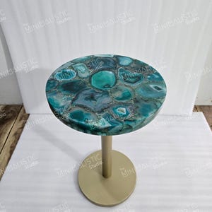 Round Green Agate Table Top | Dining Table Top | Coffee Table Top (Customisable)
