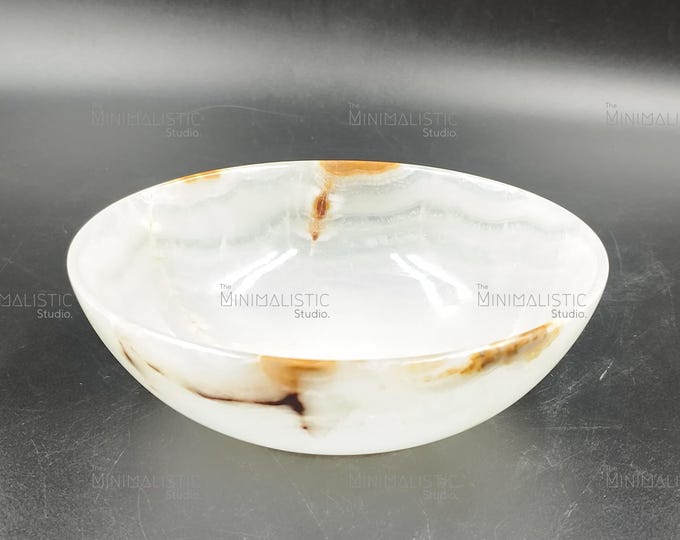 Handcrafted White Onyx Bowl | Natural Stone Decor & Table Accent | Artisan Home Gift