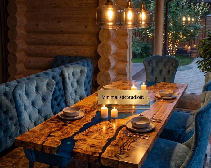 Rectangular Wooden Epoxy Table | Modern Statement Furniture | (Customizable)