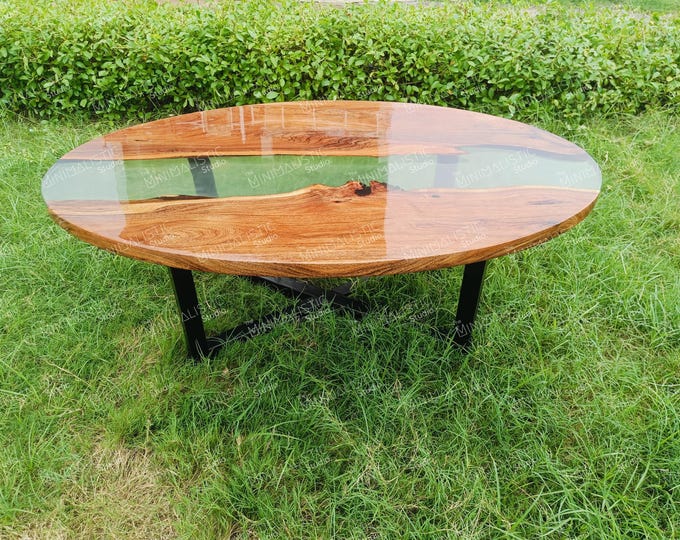 Acacia Wood Epoxy River Coffee Table Top | Custom Dining Table