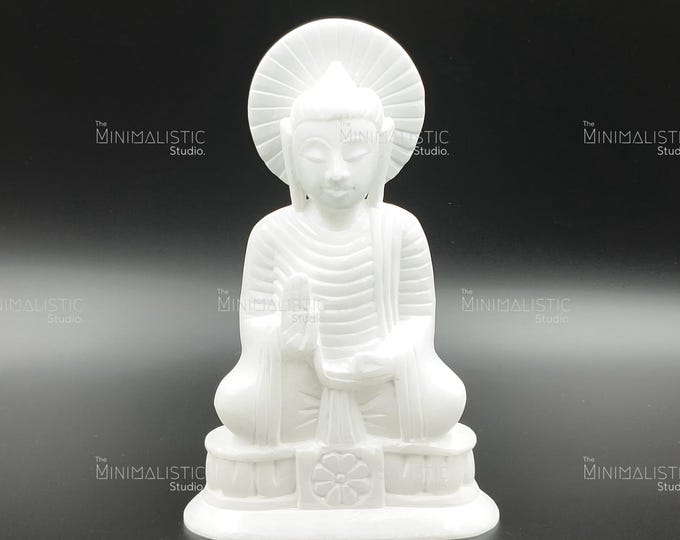 Handcrafted White Marble Buddha Statue | 6" Zen Decor