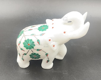手作りのグリーン大理石の象の置物：インドの室内装飾 - Etsy 日本