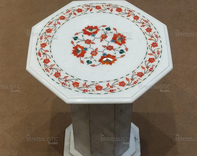 Handmade Octagonal Marble Inlay Table Top | Pietra Dura Art