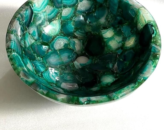 Round Green Agate Sink | Luxury Gemstone Wash Basin | (Customisable)