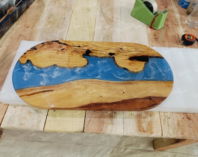 Handcrafted Acacia Wood Epoxy Table Top | Custom Dining & Coffee Table