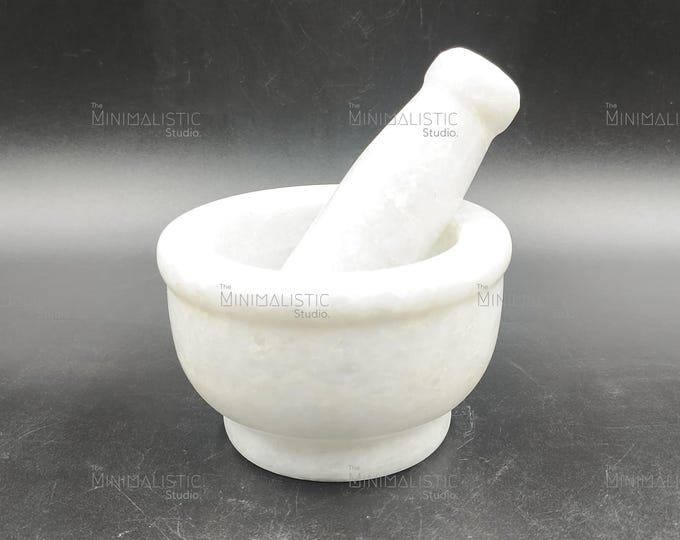 Makrana White Marble Mortar and Pestle | Handmade Spice Grinder