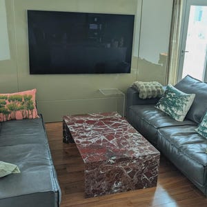 Tablero de mesa rectangular de mármol Rosso Levanto / Tablero de café hecho a mano / Muebles de lujo / (Personalizable)