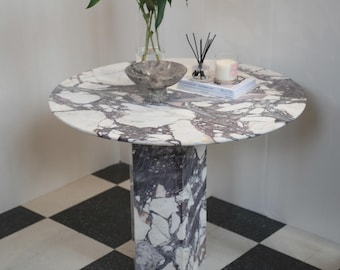 Round Calacatta Viola Marble Table Top | Handmade | Dining Coffee Table | (Customisable)