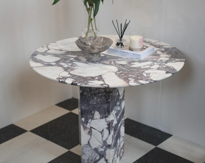 Round Calacatta Viola Marble Table Top | Handmade | Dining Coffee Table | (Customisable)