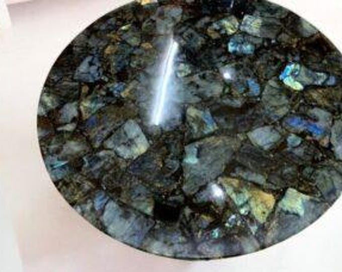 Labradorite Round Table Top | Handmade Gemstone Dining, Coffee, or Accent Table | Luxury Iridescent