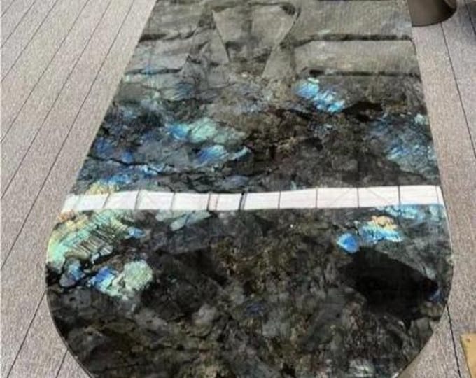 Oval Labradorite Table Top | Luxury Centerpiece (Customizable)