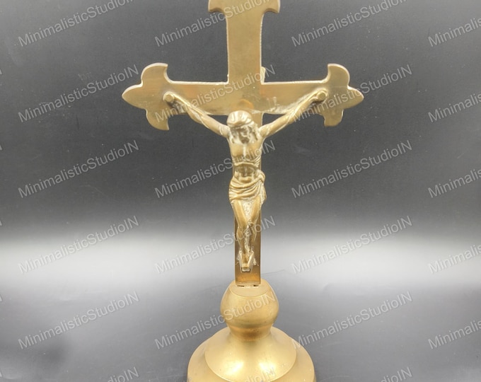Handmade Brass Jesus Christ Crucifix | 11 Inch Altar Decor