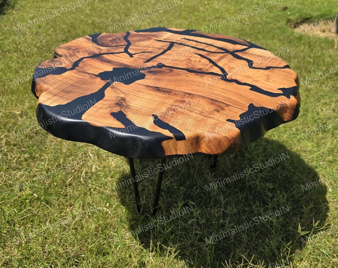Handmade Acacia Wood Epoxy Table Top | Live Edge Resin Coffee Table