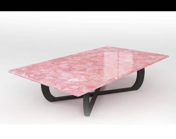 Rectangular Dark Rose Quartz Table Top | Customizable Luxury Surface