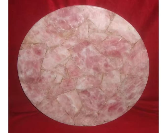 Ethereal Bloom Round Rose Quartz Table Top | Customizable