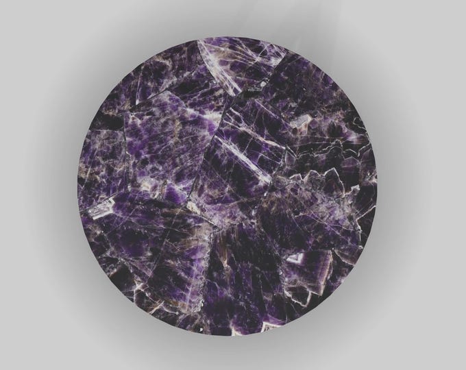 Round Amethyst Table Top | Purple Gemstone Coffee & Dining Table | (Customisable)