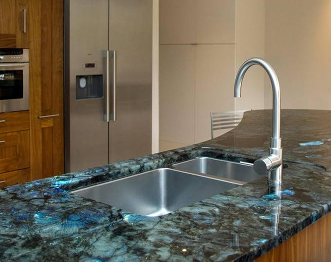 Rectangular Labradorite Slab | Blue Crystal | Bathroom Vanity Kitchen Counter Top | (Customisable)
