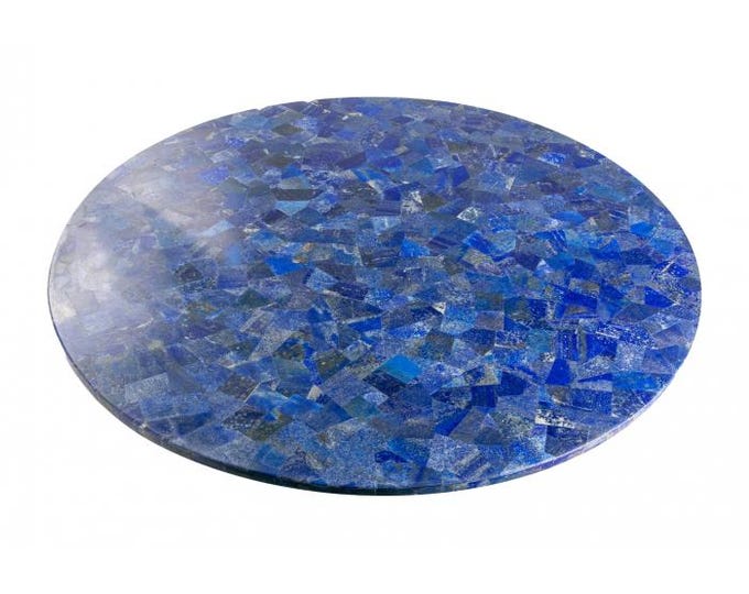 Handmade Lapis Lazuli Mosaic Table Top | Luxury Gemstone Centerpiece