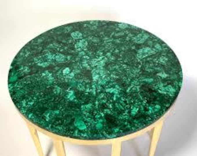 Handmade Round Malachite Table Top | Luxury Green Gemstone
