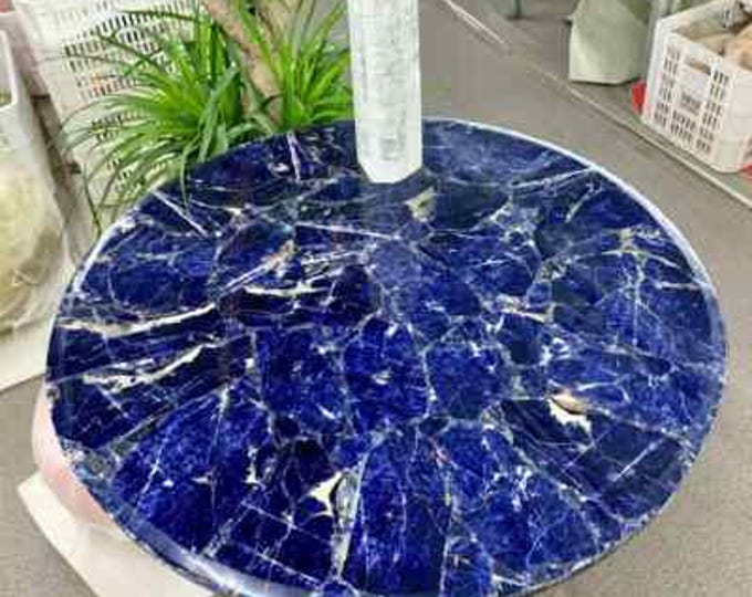 Handcrafted Round Sodalite Table Top | Luxury Gemstone Centerpiece