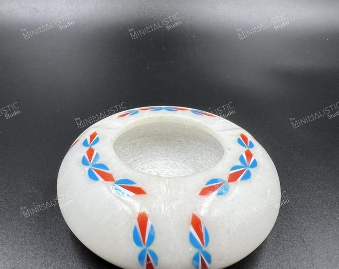 Handmade Makrana Marble Ashtray | Boho Stone Inlay Decor