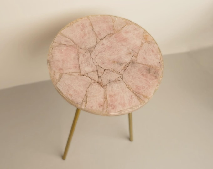 Round Pink Rose Quartz Table Top | Custom Sizes