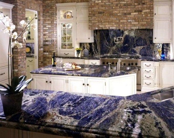 Rectangular Sodalite Stone Countertop | Custom Kitchen & Bath