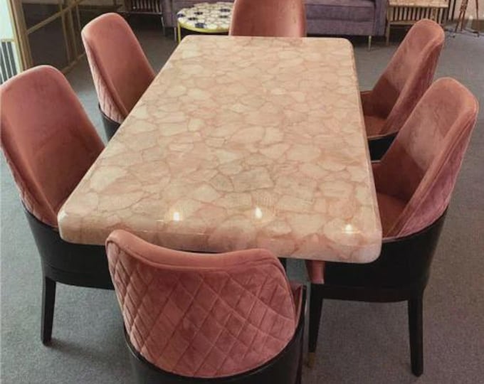 Rose Quartz Rectangular Table Top | Custom Dining or Coffee Table