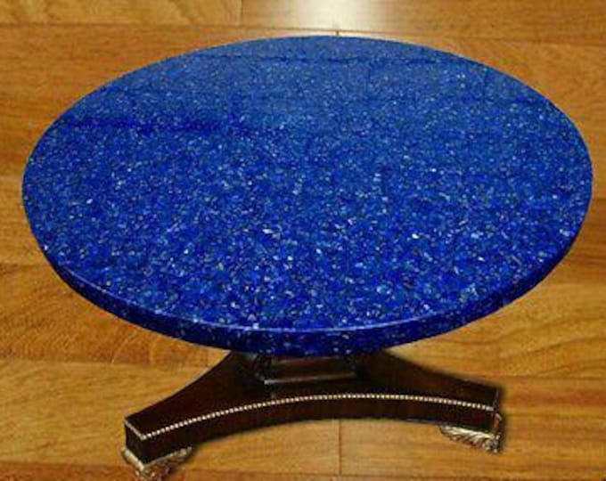 Lapis Lazuli Round Table Top | Handmade Marble Inlay