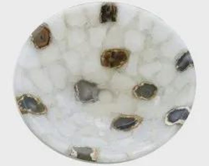 White & Black Round Agate Sink | Gemstone Wash Basin for Vanity | (Customisable)