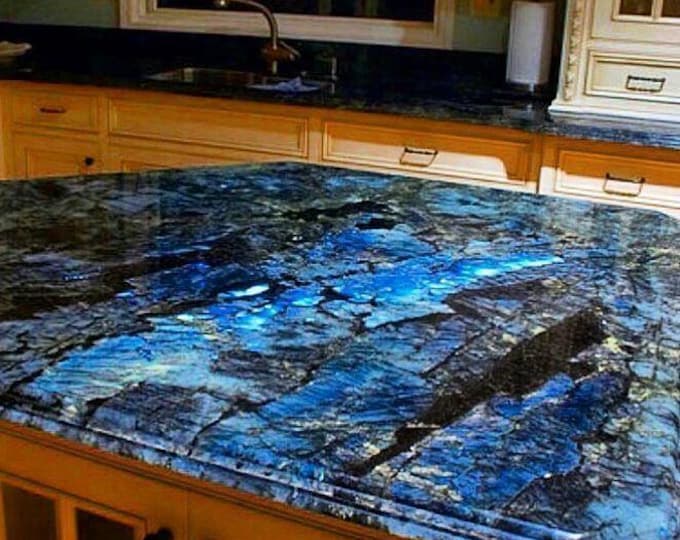 Rectangular Labradorite Stone Countertop | Luxury Gemstone | Kitchen Counter Top | Bathroom Vanity Counter Top | (Customizable)