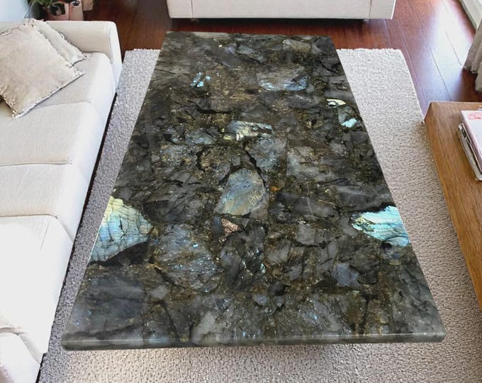 Handmade Labradorite Table Top | Gemstone Coffee, Dining, Console