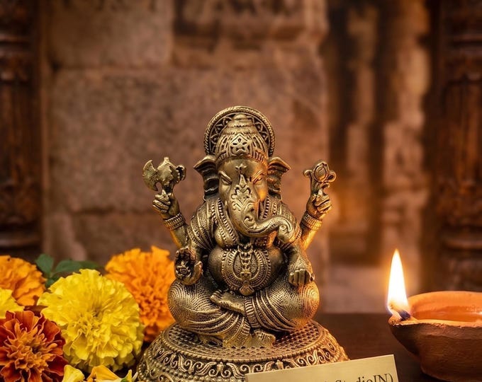 Lord Ganesha Statue |  Handmade Spiritual Decor | Home Temple and Car Dashboard | 2.5 Inch