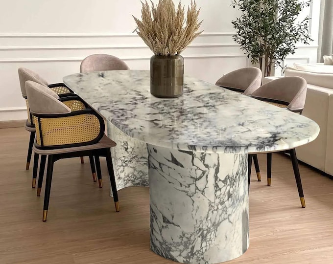 Calacatta Viola Marble Round Dining Table Top Large | Luxury Italian Slab | (Customisable)