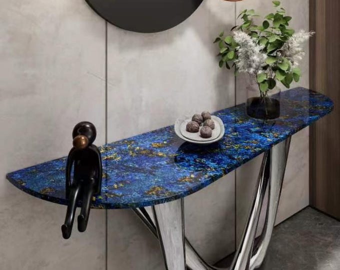 Sodalite Stone Table Top | Rectangular Blue Gemstone Slab (Customizable)