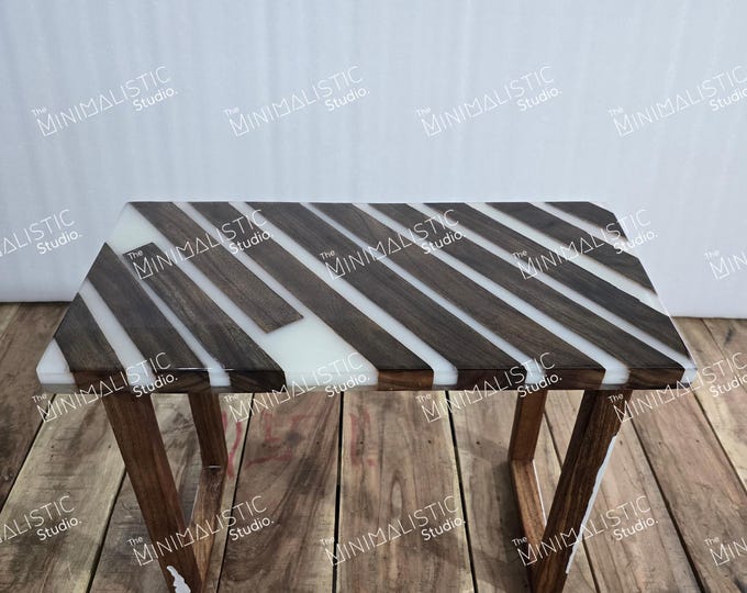 Mosaic Acacia Wood & Epoxy Table Top | Custom Dining or Coffee Table