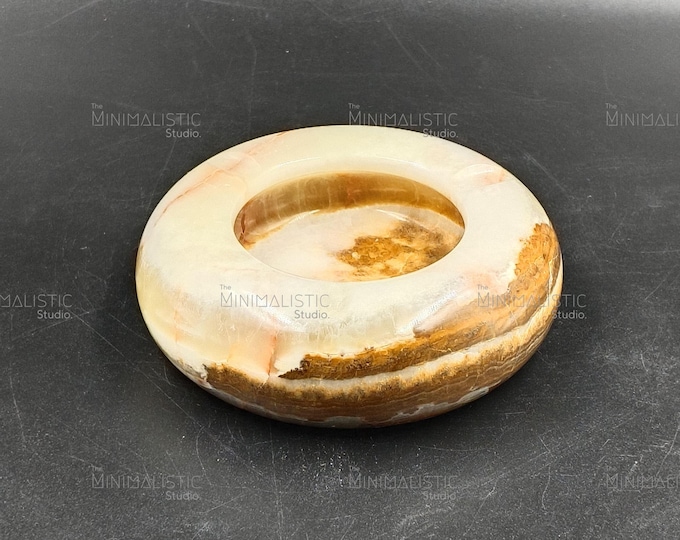 Handcrafted White Onyx Ashtray | Natural Stone, Luxury Decor