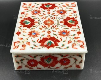 ハンドメイド大理石象嵌ジュエリーボックス | Pietra Dura Floral Art