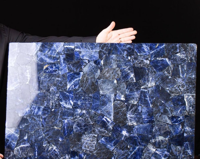 Rectangular Sodalite Counter Top | Blue Gemstone Vanity, Kitchen Island (Customizable)