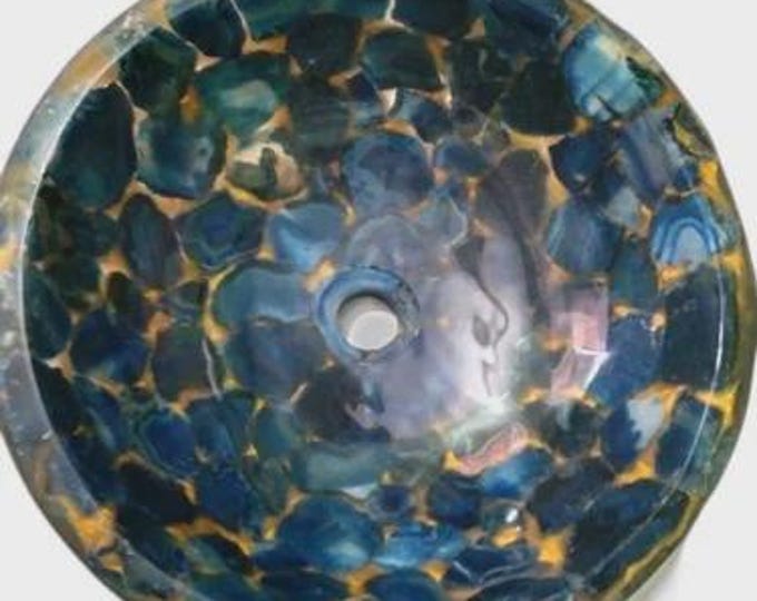 Handmade Agate Stone Vessel Sink | Luxury Mosaic Gemstone Basin