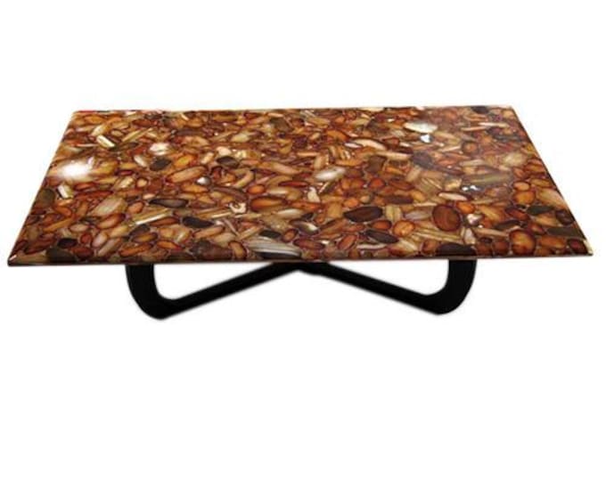 Rectangular Red Agate Table Top | Orange Carnelian Gemstone Dining Coffee Table | (Customisable)