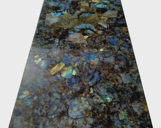 Rectangular Labradorite Table Top | Custom Gemstone Slab