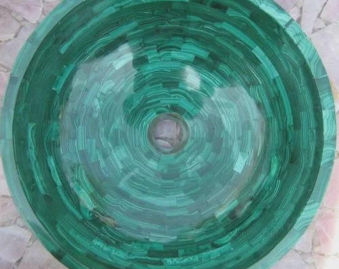 Handmade Malachite Gemstone Sink | Luxury Round Vessel Basin