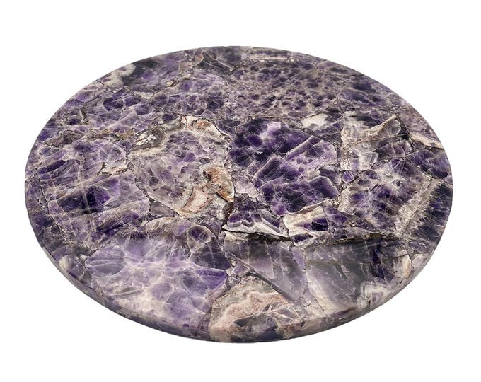 Round Amethyst Table Top | Gemstone Purple Crystal Coffee & Dining Table | Home Decor | (Customisable)